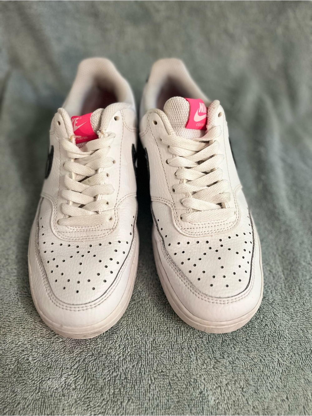 Nike Court Vision Low Women’s White Black Pink Swoosh Sneakers